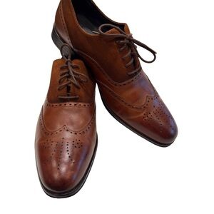 NEW STACY ADAMS Men’s Wingtip Oxfords Shoes Brown Leather Size 10 M